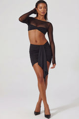 Asymmetric Draped Mini Skirt in Black