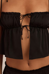 Tie-Front Camisole Top in Black