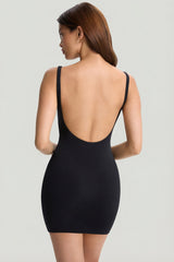 Modal Low-Back Bodycon Mini Dress in Black