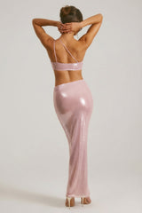 Sheer Sequin One Shoulder Cut Out Maxi Dress in Lilac