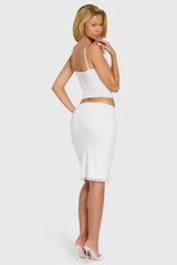 Modal Lace-Trim Midi Skirt in Coconut