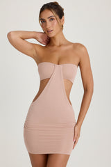 Bandeau Cut-Out Mini Dress in Warm Peach