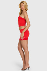Modal Lace-Trim Skort in Cherry