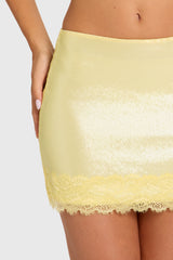 Sequin Lace Mid-Rise Mini Skirt in Butter