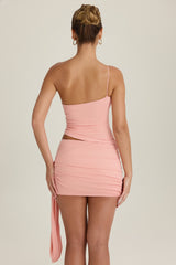 Draped Mid-Rise Mini Skirt in Apricot Pink