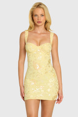 Embellished Bodycon Mini Dress in Butter