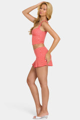 Modal Mid-Rise Skort in Red Gingham