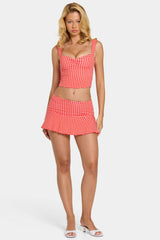 Modal Mid-Rise Skort in Red Gingham