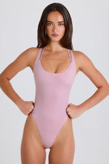 Stretch Cotton Jersey Layered Crossback Bodysuit in Mauve