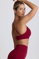 Super Sculpt Seamless Cross-Back Sports Bra in Burgundy