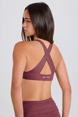 Crossback V-Neck Sports Bra in Acai