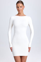 Modal Open-Back Bodycon Mini Dress in White