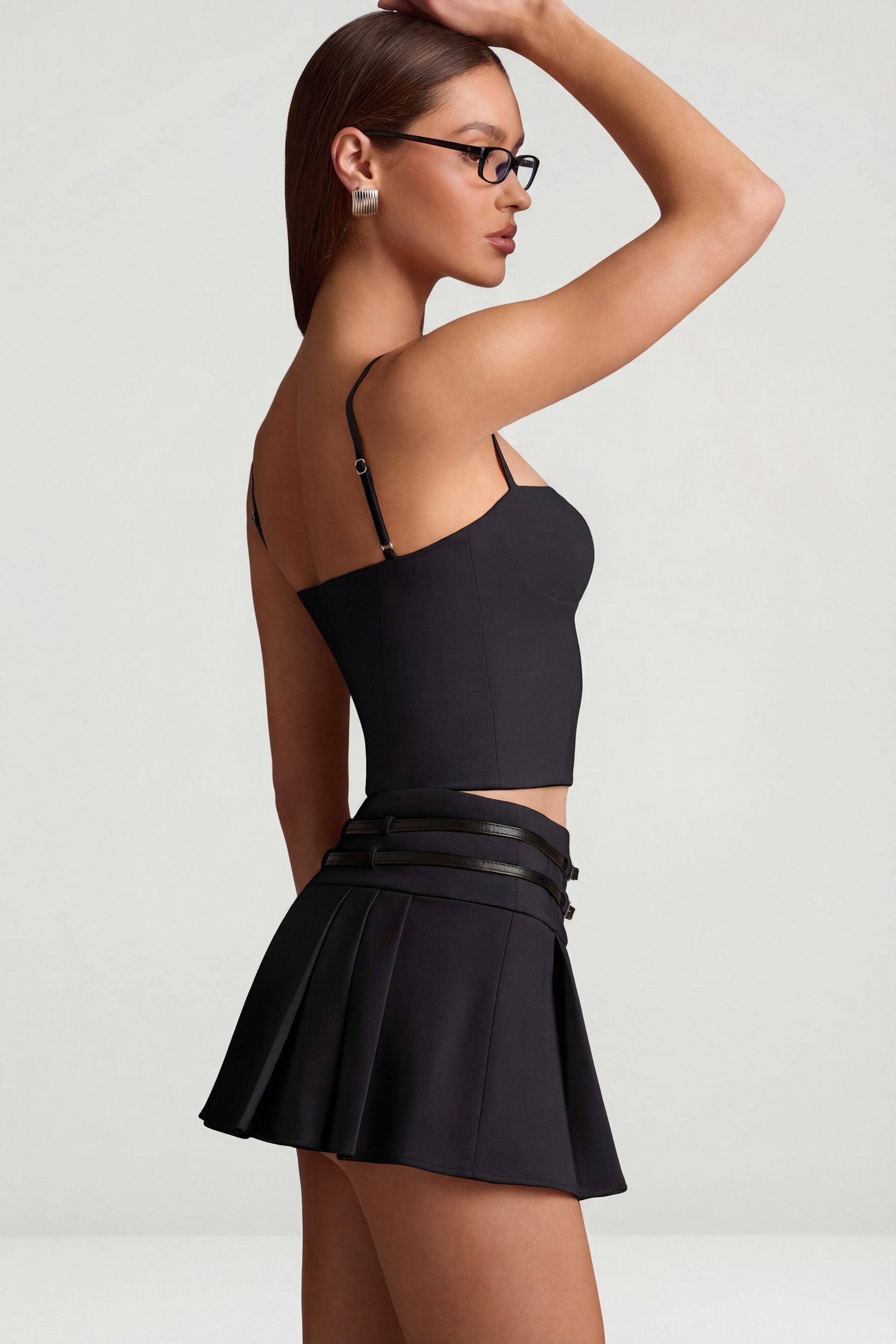 Cut-Top Camisole Top in Black