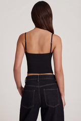 Modal Underwired Camisole Ruched Top in Black