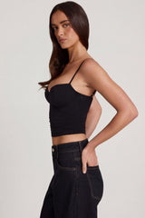 Modal Underwired Camisole Ruched Top in Black