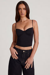 Modal Underwired Camisole Ruched Top in Black