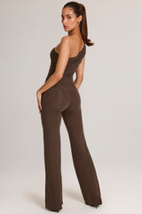 Modal One-Shoulder Jumpsuit in Chocolate Brown