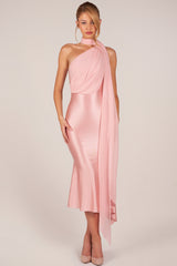 Scarf-Detail Midaxi Dress in Blush