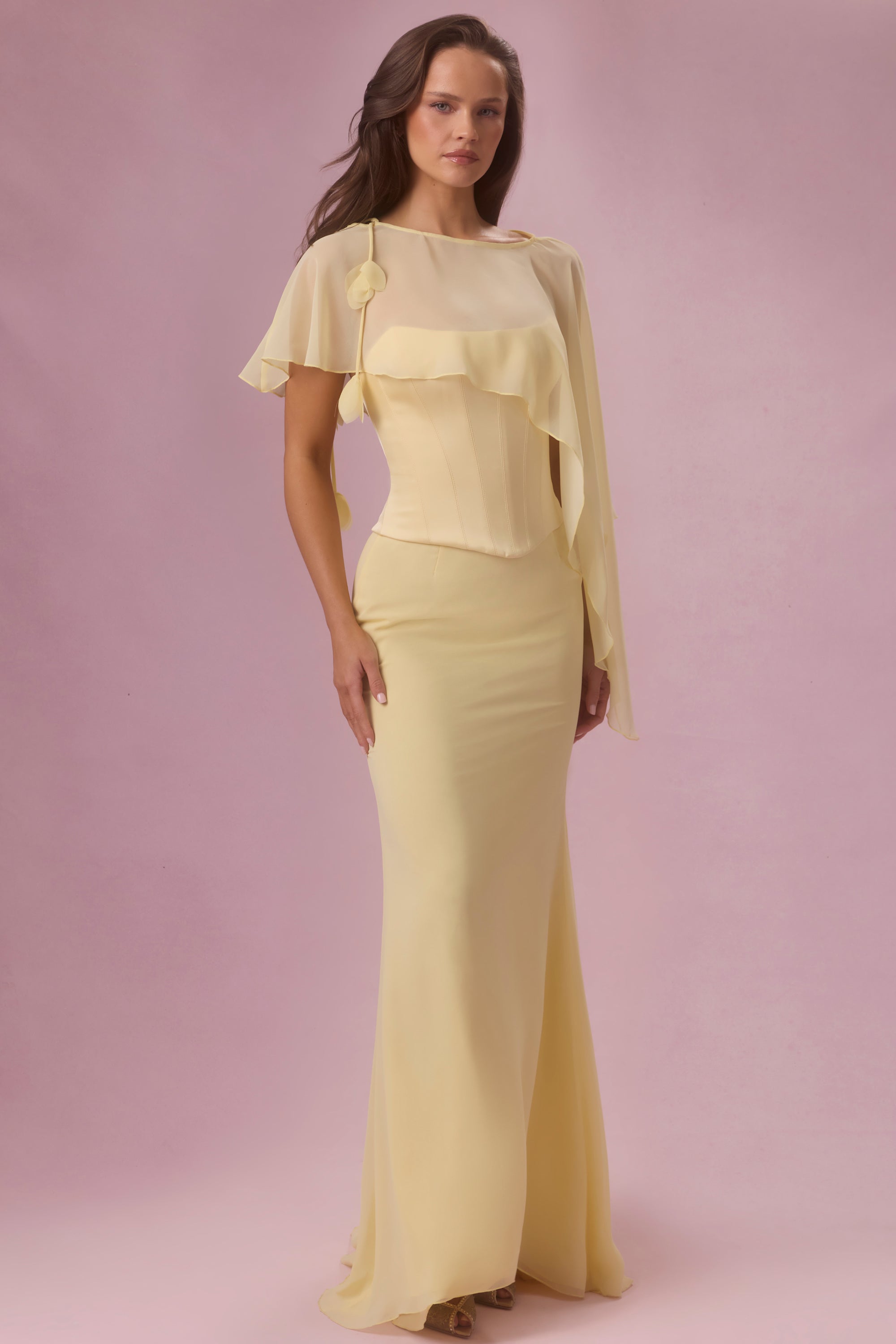 Satin Corset Bridesmaid Dress in Butter Yellow