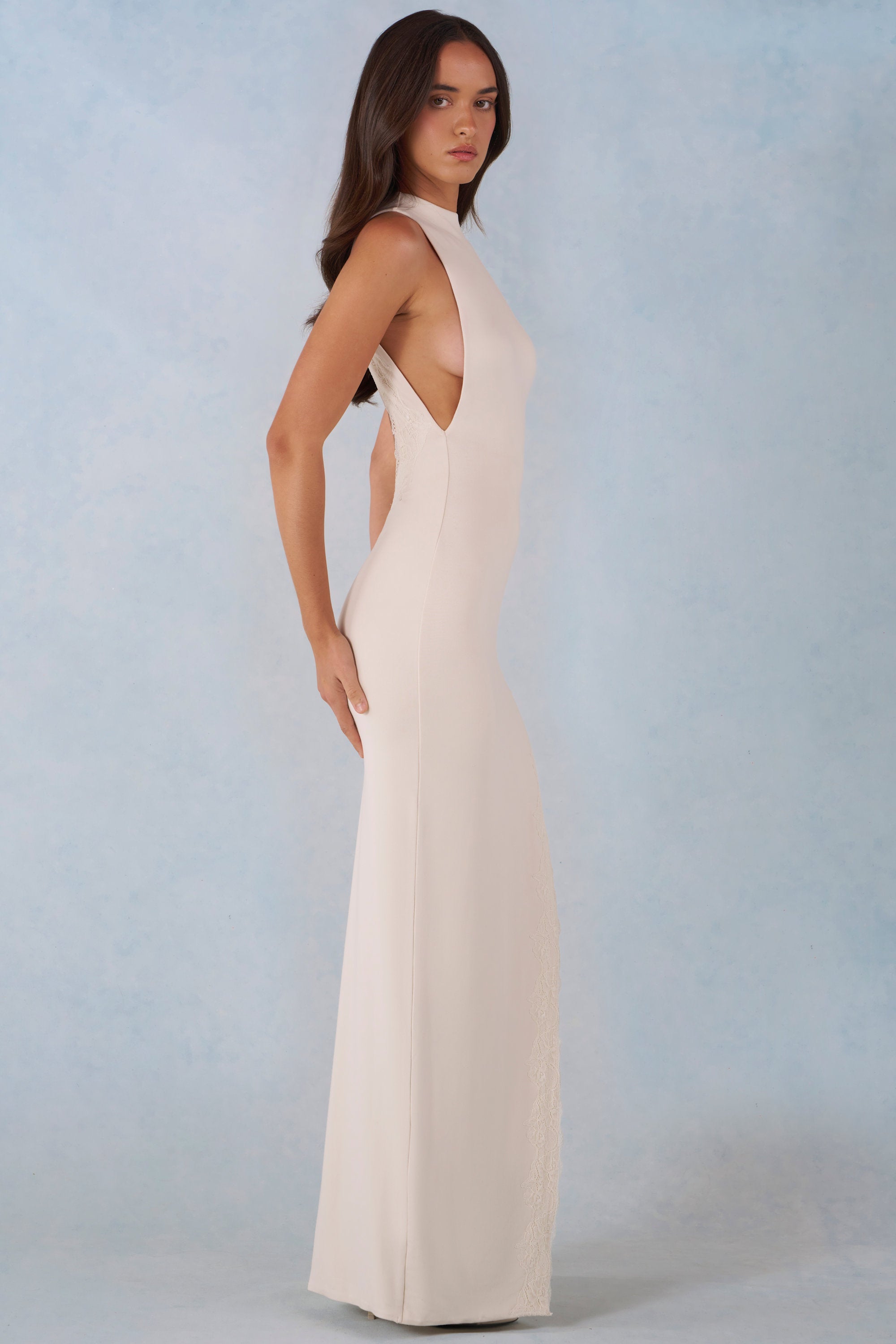 Modal Halterneck Maxi Dress in Ivory