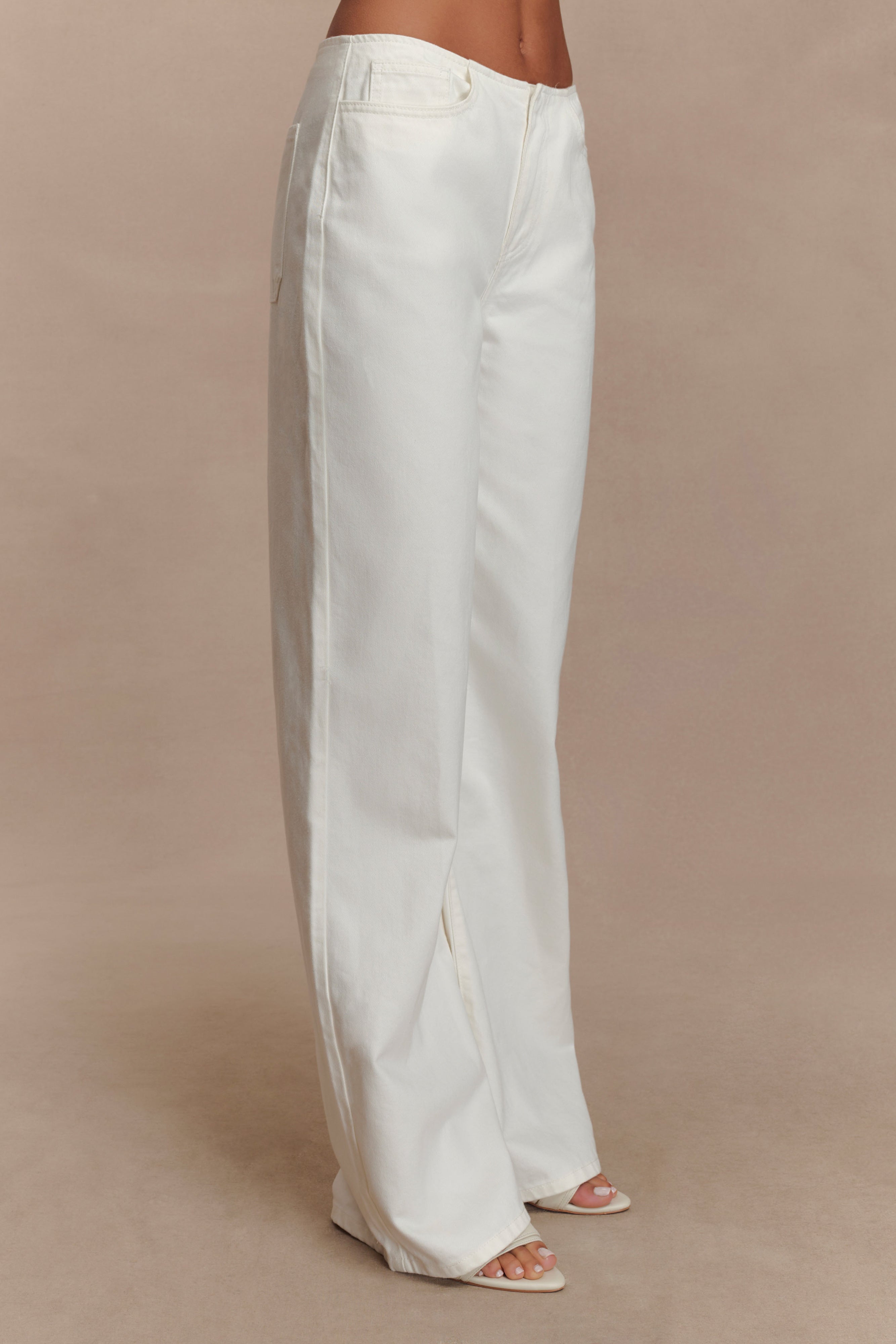 Caitlin Mid Rise Denim Jeans - White