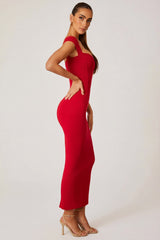 Sweetheart Neckline Maxi Dress in Red