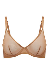 Soft Mesh Single Layer Underwired Bra in Almond