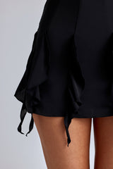 Ruffle A-Line Mini Dress in Black