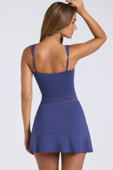 Mid-Rise A-Line Mini Skort in Navy
