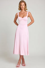 Sweetheart-Neck Ruched Midaxi Dress in Blush