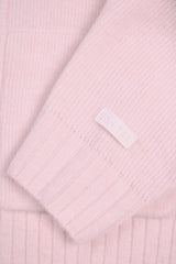 Soft Knit Zip-Up Cropped Hoodie in Soft Pink
