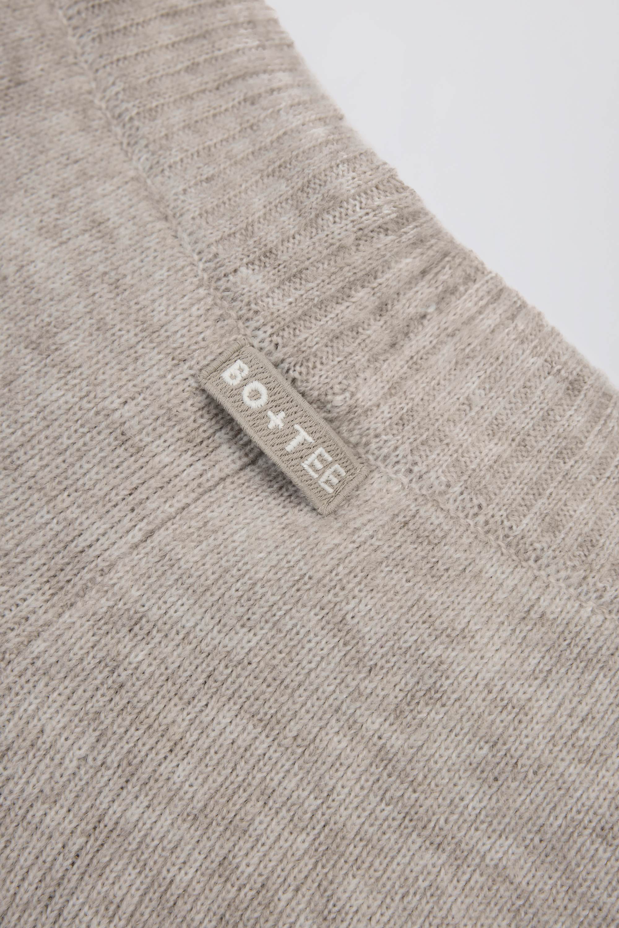 Knit Mid-Rise Wide-Leg Joggers in Beige
