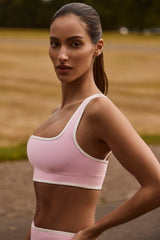 Soft Active Contrast Sports Bra in Powder Pink