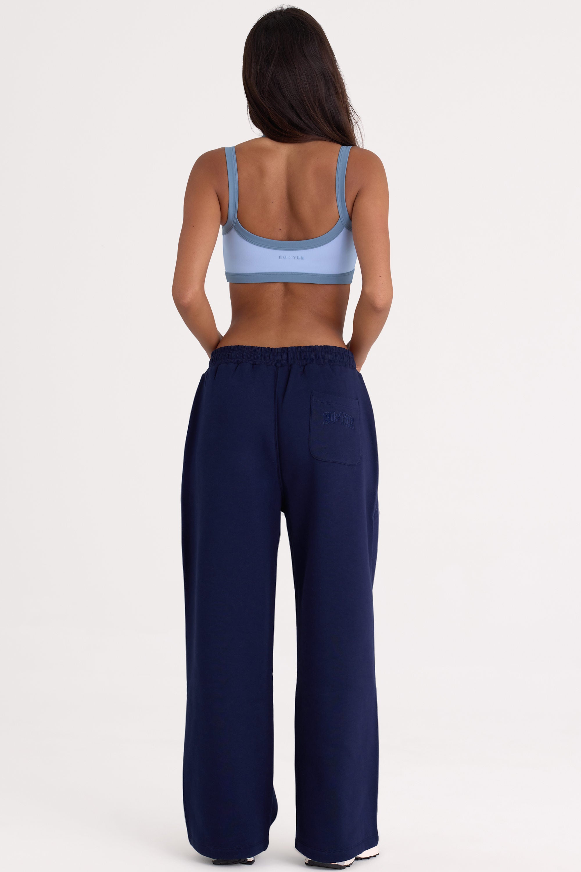 Brushed Jersey Wide-Leg Joggers in Midnight
