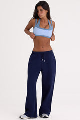 Brushed Jersey Wide-Leg Joggers in Midnight