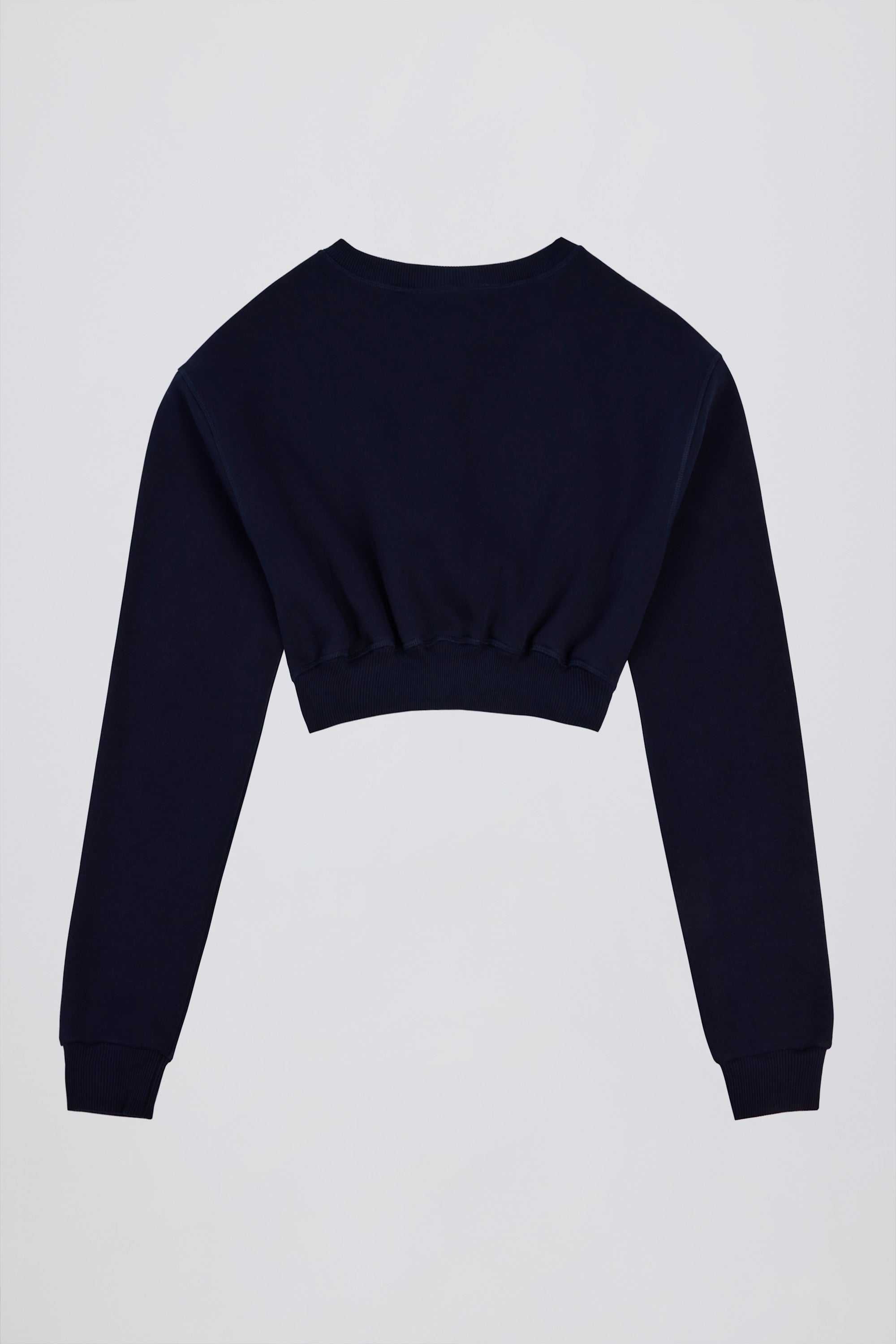 Brushed Jersey Button-Up Cropped Cardigan in Classic Navy