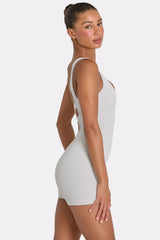 Wide Strap Unitard in Grey