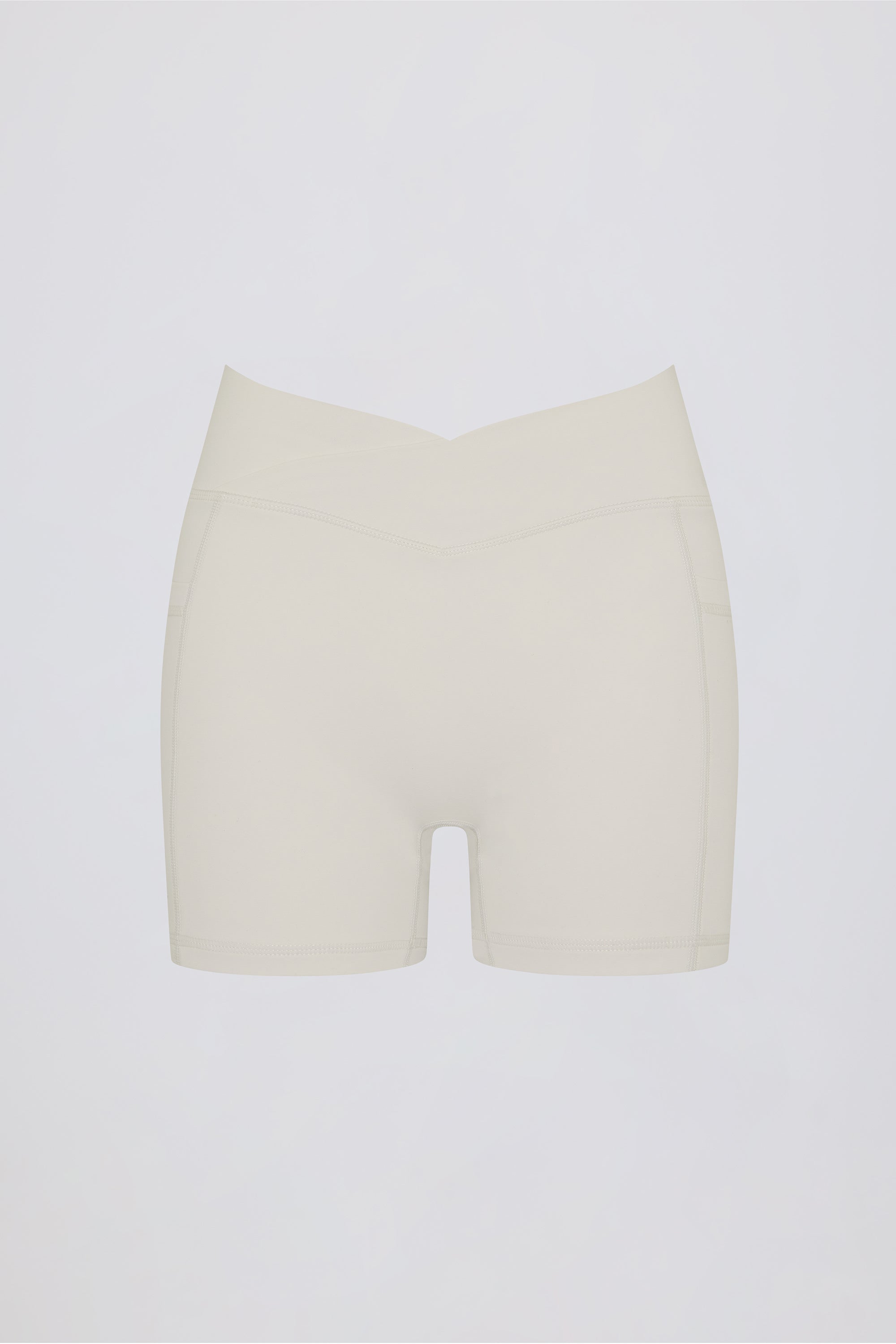 Soft Active Pocket V-Waist Mini Shorts in Oat