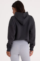 Soft Cotton Fleece Oversized Hoodie in Black