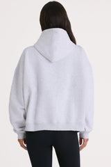 Soft Cotton Fleece Oversized Hoodie in Marl Grey