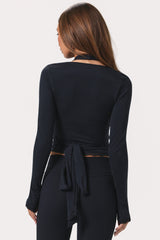 Soft Jersey Wrap Top in Black