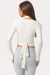 Soft Jersey Wrap Top in Coconut