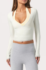 Soft Jersey Wrap Top in Coconut