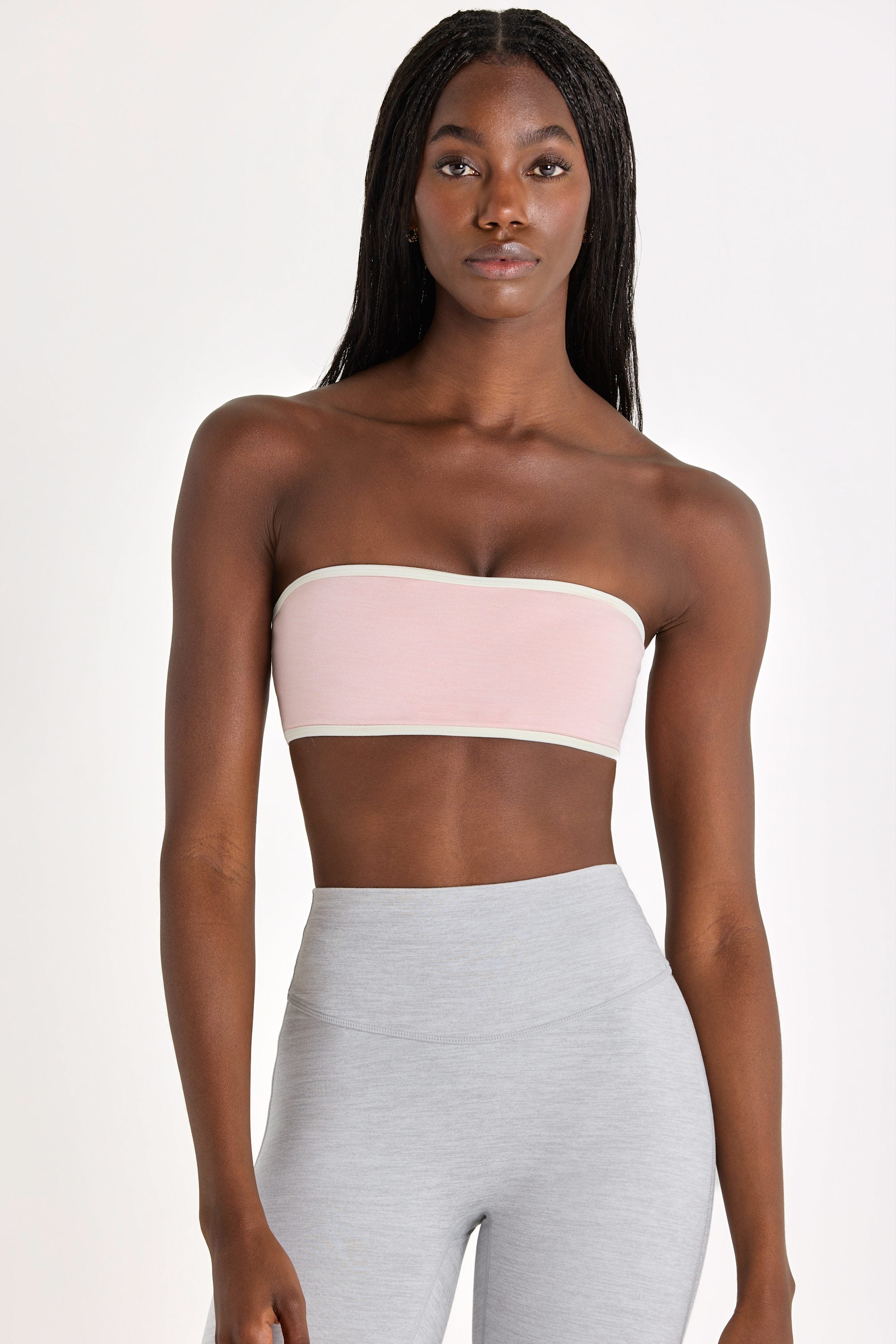 Soft Active Bandeau Sports Bra in Blush Marl