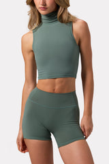 Soft Active Turtleneck Tank Top in Khaki