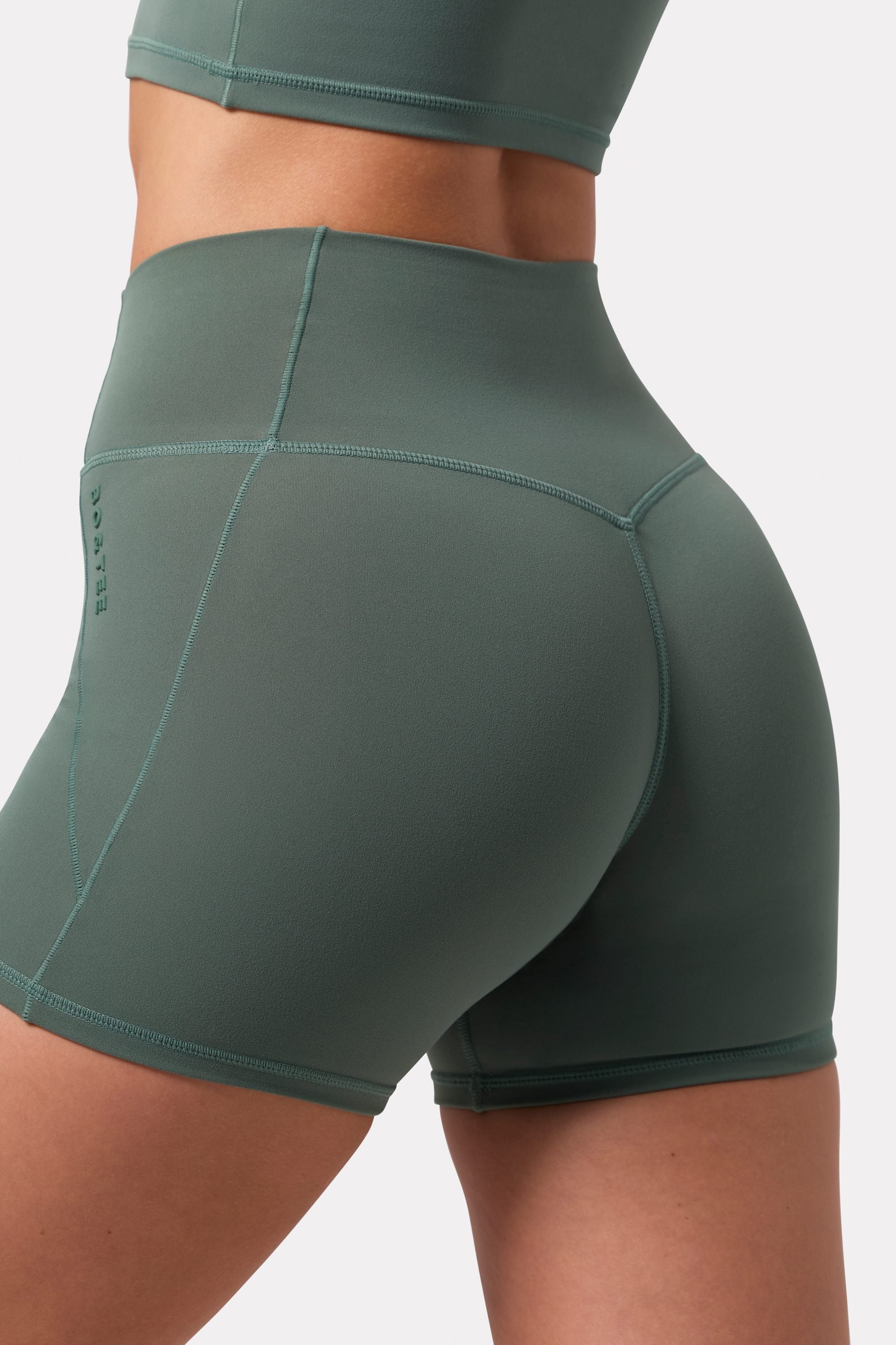 Soft Active High Waist Mini Shorts in Khaki