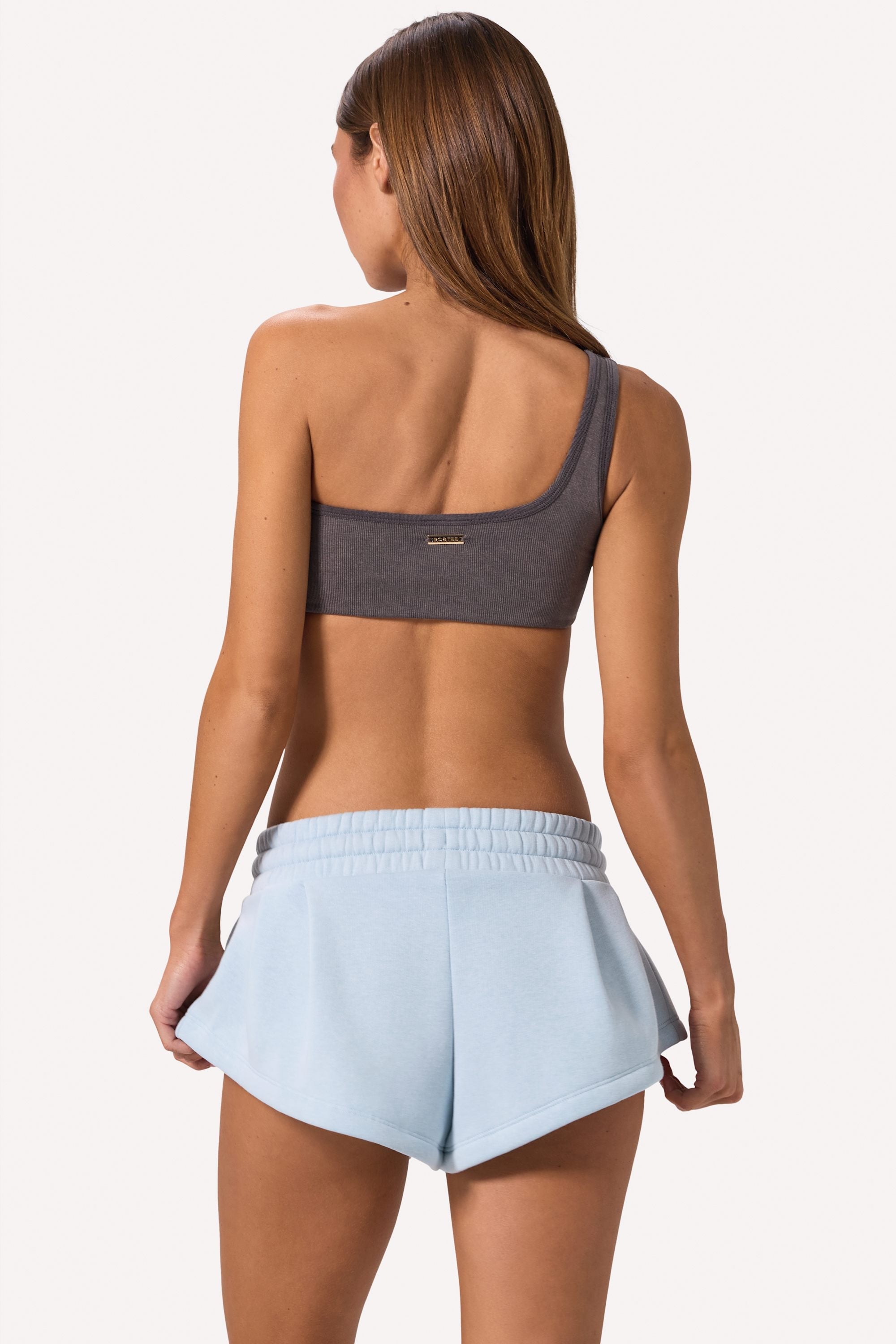 One-Shoulder Sports Bra in Washed Charcoal