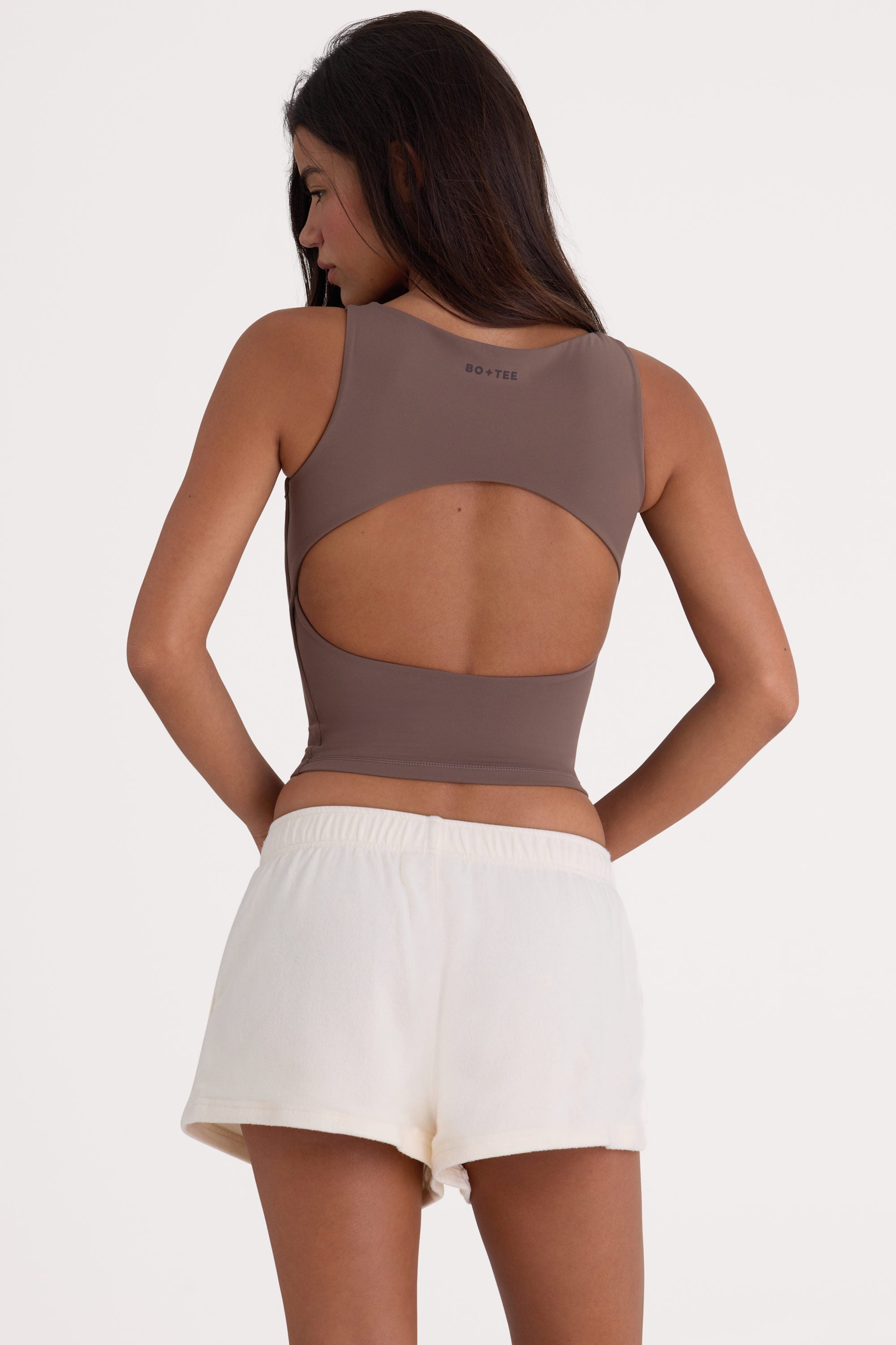 Brushed Jersey Elasticated Mini Shorts in Ecru