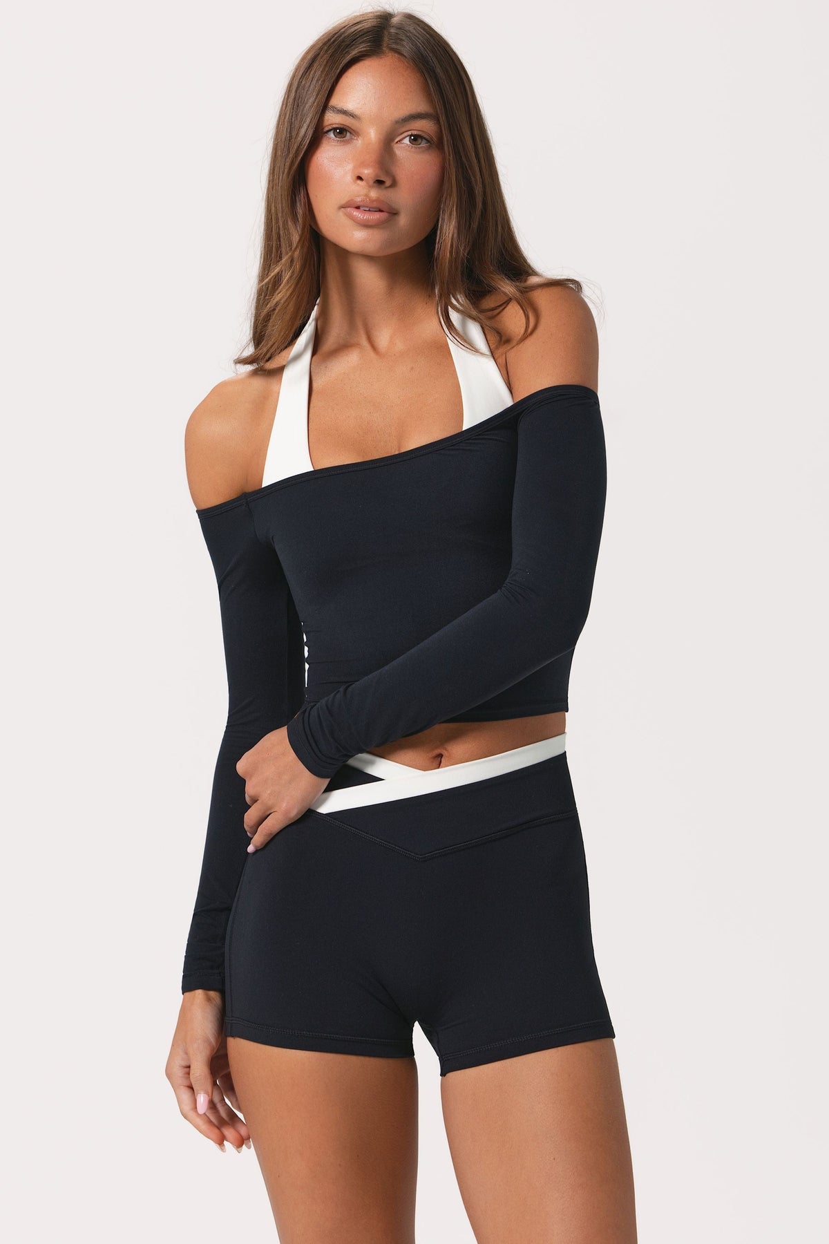 Soft Jersey Off-Shoulder Top in Black