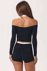Soft Jersey Off-Shoulder Top in Black